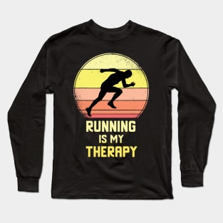 Running Is My Therapy Vintage Retro Motivation Long Sleeve T-Shirt